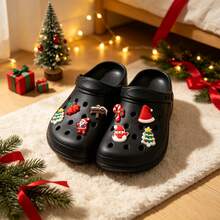 New Women's Cute Bear Perforated Clogs, Simple Breathable Lightweight Fashion Versatile Anti-Collision 2-In-1 Sandals For Home And Outdoor - Black Christmas - View 7