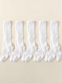 5/3/1pc Baby Girl Bowknot All-Season Basic Leggings, Cute And Comfortable For Outdoor Activities - White - View 16