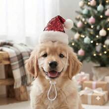 1pc Cute Christmas Pet Hat - Soft Adjustable Santa Claus Headpiece, Suitable For Cats And Dogs, Lightweight And Comfortable, Perfect For Holiday Parties And Photos, Holiday Gift For Pet Lovers - Multicolor - View 1