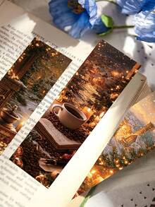 30pcs Christmas Coffee Bookmarks Decorations,Student Reading Page Markers, Book Markers, Decorative Cards, Santa Claus Holiday Gifts - Multi-color - View 7