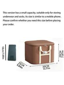 1pc Extra Large Capacity Storage Box, Closet Organizer, Wardrobe Storage, Clothing/Blanket Storage, College Dorm Essential, Storage Room Container, Toy/Christmas Gift/Christmas Wreath/Christmas Ball Storage Bag, Laundry Basket - Brown - View 10