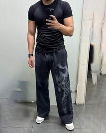 Pantalones deportivos holgados con estampado gráfico para hombre, de la marca BOOMLEMON, ideales para el gimnasio o para uso casual, con diseño de bandana, estilo punk y urbano, y con bolsillos. - A - Ver 7