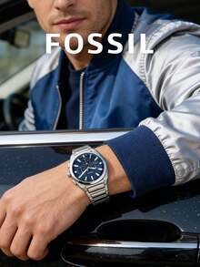 Fossil FS6104 Men Chronograph Wristwatch,Blue Dial Applied Markers Steel Bracelet Multi‑Function Formal Commuter Watch - Blue - View 4