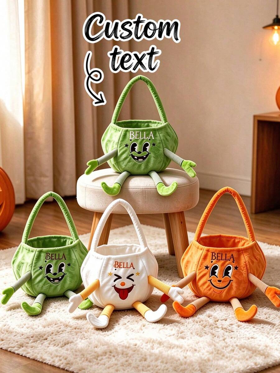 Custom Party Tote Bag Set, Personalized Halloween Pumpkin Bag, Candy Bag (Trick Or Treat), Personalized Halloween Gift, Personalized Tote Bag, Christmas - Multicolor - View 1