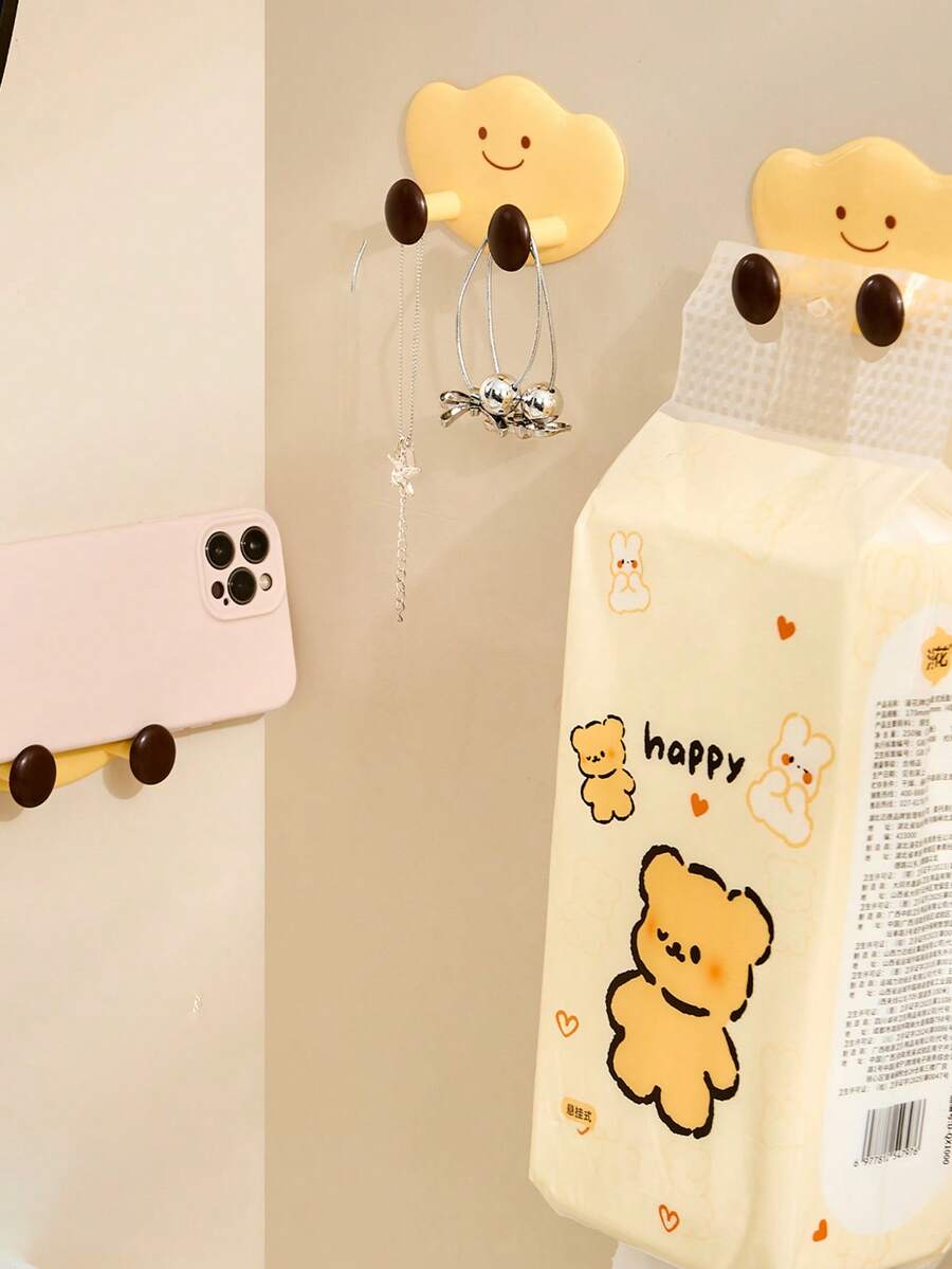 1pc Gold Ingot Shaped Towel Hook, Strong Adhesive No-Drill Wall Hook, Suitable For Student Dorm, Bathroom, Kitchen, Wall-Mounted Without Damaging Wall, Stable Load-Bearing, Not Easy To Fall Off, Minimalist Small Hook