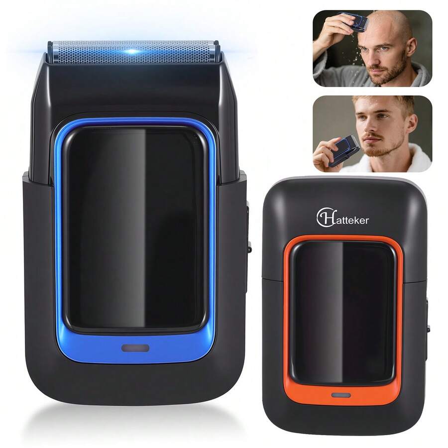 Hatteker 1pc Reciprocating Shaver For Men, Dual-Head Electric Razor, Multifunctional USB Rechargeable Beard Trimmer, Bald Head Shaver, Whitening Device