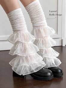 Penghangat Kaki Wanita Putih Transparan Berumbai, Lengan Kaki Jala Tulle Berlapis-lapis, Penutup Kaki Renda Transparan Berlipit, Gaya Fairy Lolita, Cocok Untuk Pemakaian Sehari-hari, Cosplay, Pesta - Beraneka warna - View 6