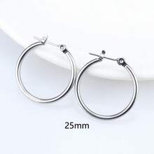 Stainless Steel Exaggerated Large Smooth Hoop Earrings, Minimalist Party Earrings, Suitable For Women To Wear, Can Be DIY Jewelry Accessory Earrings - Silver - View 9