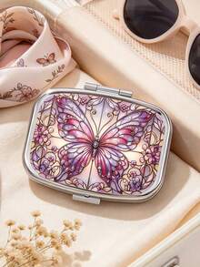 Exquisite Butterfly Pill Box(Excluding ),Multicolored Butterfly Organizer For Medication, Vitamins, Jewelry, Earrings, Portable Medicine Box For Travel&Outdoor Activities,Multi-Functional Metal Case For Vitamins,Jewelry & More,Unique Gift Idea - Multicolor - View 3