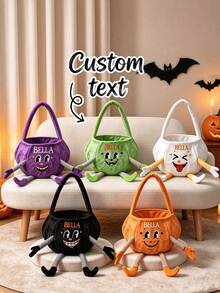 Custom Party Tote Bag Set, Personalized Halloween Pumpkin Bag, Candy Bag (Trick Or Treat), Personalized Halloween Gift, Personalized Tote Bag, Christmas - Multicolor - View 3