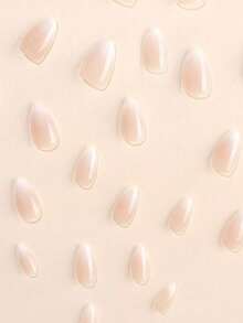 24pcs Short Almond Gradient False Nails, 1pc Nail File And 1pc Jelly Glue, Create Stunning Nail Art! Nail Art Supplies Set - Multicolor - View 3