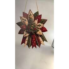 Vintage Patchwork Style Wooden Christmas Tree Door Hanging 2D Fabric Petal Design Christmas Entrance Door Wreath Wall Decor Hanging Sign - Multicolor - View 5