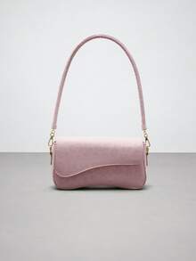 Avansion Fashionable Leopard Print Asymmetrical Flap Vintage Minimalist Elegant Shoulder Bag ,Pink Bag - Pink - View 1