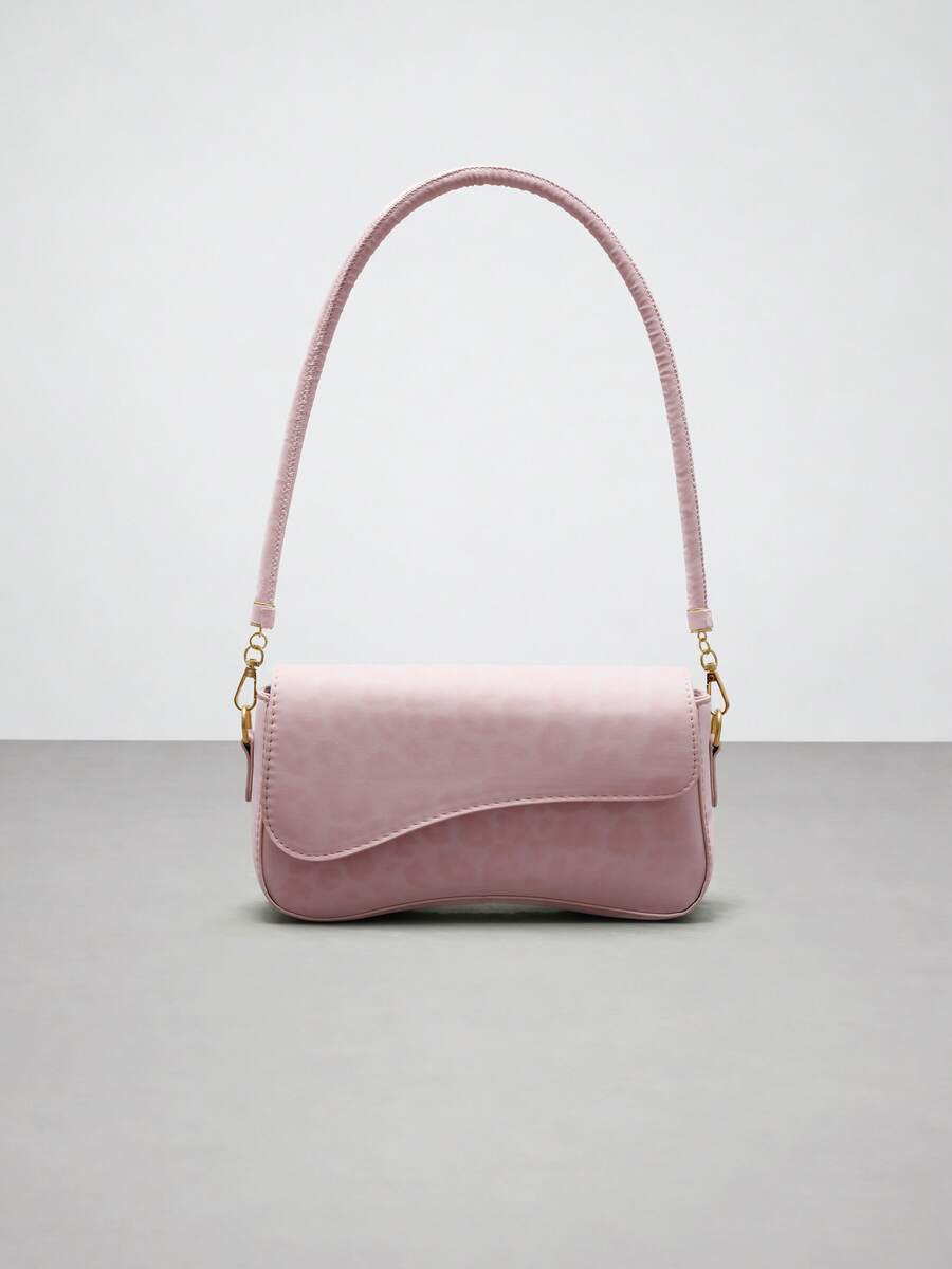 Avansion Fashionable Leopard Print Asymmetrical Flap Vintage Minimalist Elegant Shoulder Bag ,Pink Bag - Pink - View 1
