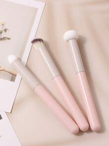 3Pcs Multi-Function Sponge Makeup Brushes, Pink-White Gradient Handle, Sponge Head Makeup Tool, Eyeshadow, Lips, Concealer Multi-Purpose - Multicolor - View 8