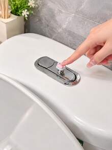Cute Cat Paw Toilet Flush Button, Toilet Water Tank Press Decoration, Toilet Drain Handle, Stylish Bathroom Decoration, Suitable For Long Nails, Can Be Self Pasted, Practical Toilet Loading Button. - Silver Base - View 3