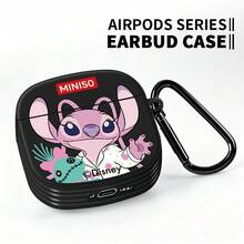 Disney *Lilo & Stitch* 系列耳機保護殼－可愛天使設計附登山扣，防震保護殼，適用無線藍牙耳機，相容 Apple AirPods（第 1/2、3、4、5 代、Pro、Pro 2 及降噪版本） - 黑色 - 查看 3