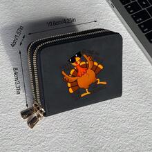 Thanksgiving Print Card Holder Lightweight Fashionable Wallet Suitable For Daily Use For Women Double Zipper Mini Wallet Purse Wallet Card Wallet - Multicolor - View 2