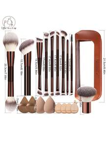 ronshadow مجموعة فرش مكياج 19 قطعة مع 10 فرش مكياج و 8 إسفنجات/وسادات مكياج، تشمل حقيبة تخزين واحدة، شعيرات ناعمة، مناسبة لمكياج الحفلات والرحلات القصيرة وممارسة المكياج للمبتدئين - متعدد الألوان - مشاهدة 11
