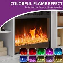 BALCONERA White Fire And Surround TV Unit With Built-In Electric Fireplace, Entertainment Console Fits Up To 50 Inch TV, Adjustable Flame Effect With Remote Control For Living Room - White - View 4