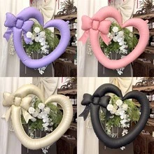 Bow Hollow Heart Photo Frame Foil Balloon, Available In Purple, Cream, Black, Caramel And Pink, Ins Style Decor Prop For Engagement, Wedding, Birthday Party Photo Backdrop - Multicolor - View 8