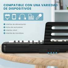 61-Key Electronic Keyboard With Microphone, Sustain, And Recording, Multifunctional Entry-Level Keyboard Instrument, Dual Power Supply, Plug-In And Battery Dual Use, Portable Musical Instrument For Home Performances, Music Practice, And Daily Use - Black - View 10
