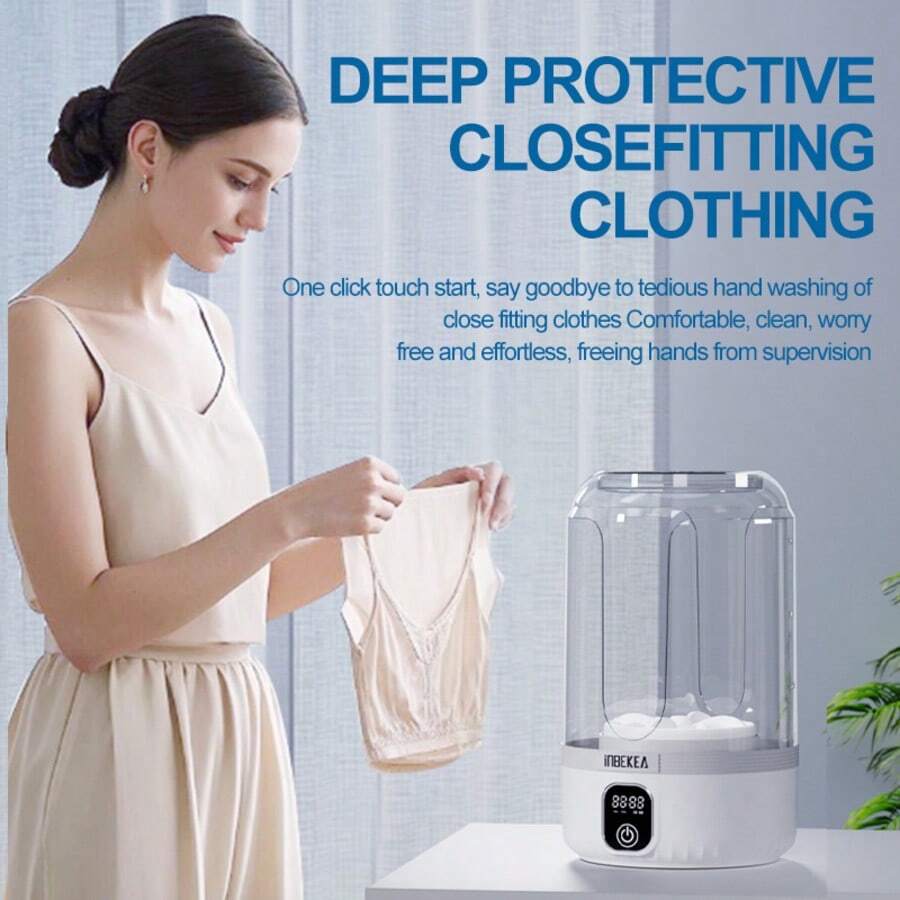 nicefeel Máy giặt mini cầm tay không dây giặt đồ lót và tất, chất liệu ABS+TPU, mô phỏng giặt tay, nhỏ gọn tiện lợi cho du lịch, công tác, ký túc xá, căn hộ và cắm trại - Nhiều màu - Xem 1