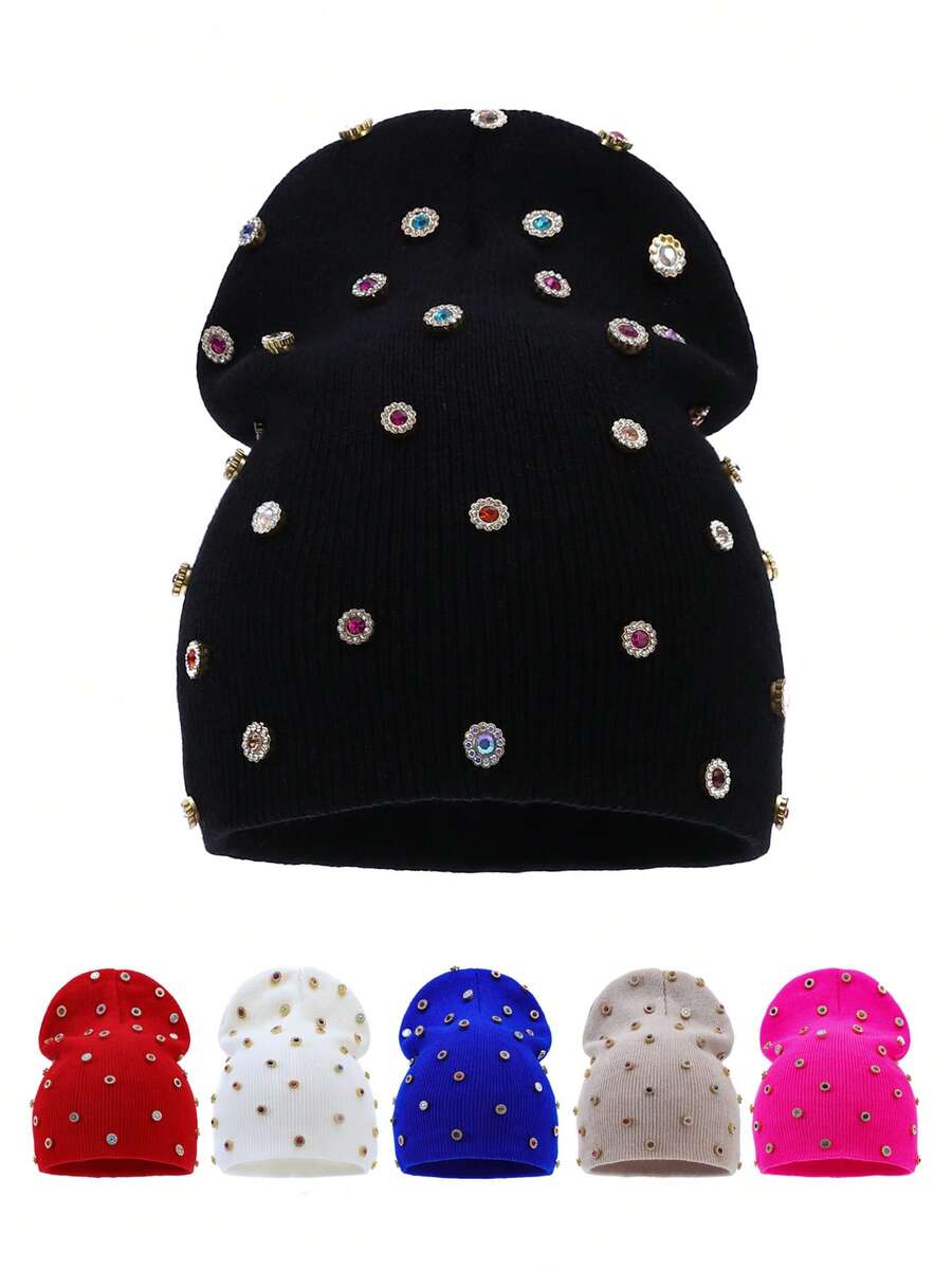 1pc Women's Fashion Versatile Solid Color Letter 3D Embroidered Knitted Beanie Hat, Suitable For Autumn/Winter Warmth, Daily Outfits - A - View 1