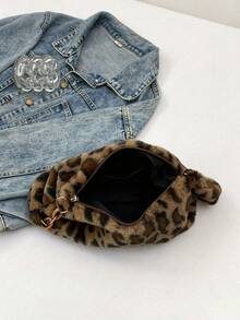 1pc Pink Leopard Print Faux Fur Large Capacity Y2K Vintage Style Underarm Bag Handbag Shoulder Bag For Autumn/Winter Daily Party Streetwear - Multicolor - View 8