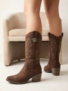 Women Mid-Calf Boots - Brown - View 4