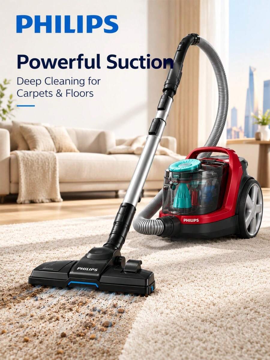 Philips FC8632/83 無袋式吸塵器，1700W，PowerCyclone 7，TriActive 吸頭，Allergy H13 過濾器，1.5L 集塵容量