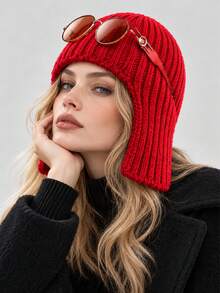 Unisex Thickened Knit Hat With Ear Protection; The Thick, Warm Knit Fabric Features Integrated Ear Flaps To Shield Against Cold Winds. A Versatile Choice For Autumn And Winter, Suitable For Cycling Commutes, Skiing, And Outdoor Activities. - Multicolor - View 6