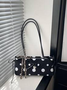 Niche Design Polka Dot Underarm Bag Korean Style Fresh Versatile Sweet Shoulder Bag Premium Handbag For Women - Black - View 8