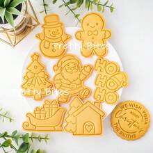 Cartoon Christmas Biscuit Mold Snowman Santa Claus Xmas Tree Cookie Cutter Embossing Mould Party Cupcake Baking Accessories Tool - White - View 2