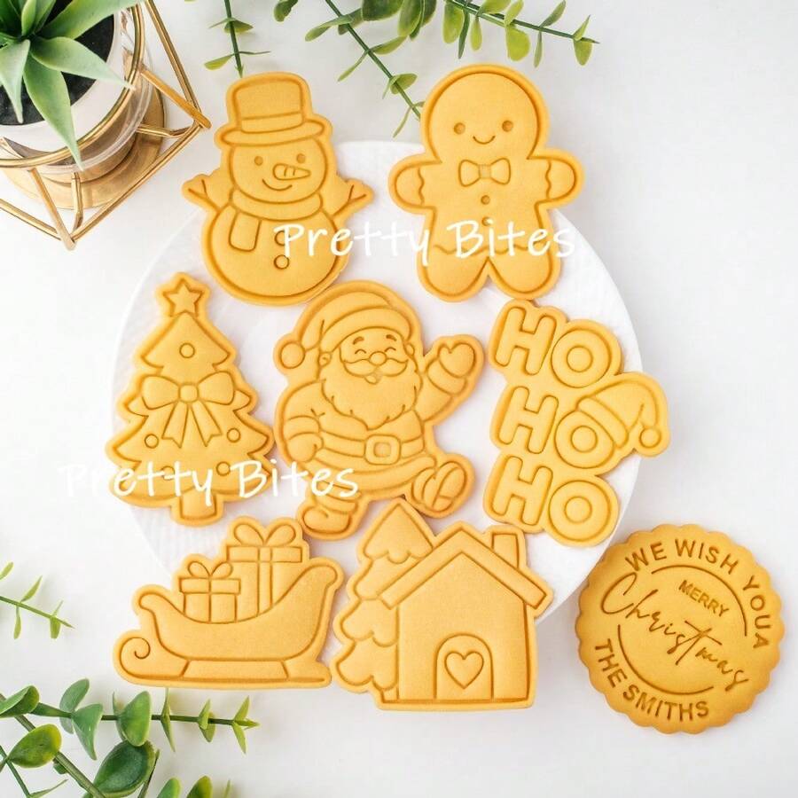 Cartoon Christmas Biscuit Mold Snowman Santa Claus Xmas Tree Cookie Cutter Embossing Mould Party Cupcake Baking Accessories Tool