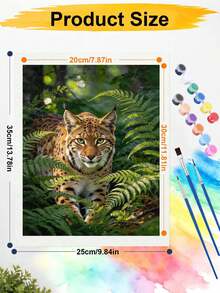 مجموعة الرسم بالأرقام DIY، لوحة زيتية على قماش للرسم على الجدران، غابة السرخس مع الوشق البري، ديكور منزلي وهدية - A - مشاهدة 7