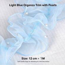 1 Roll/1 Meter 12cm Dense Pleated Beaded Tulle Lace Floral Packaging Ribbon, Bouquet Ribbon, Shiny Pearl Wave Tulle Ribbon - Lolita Lace - View 11