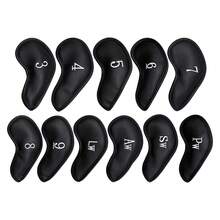 11pcs Golf Club Head Covers, Multi-Style Iron Club Leather Headcovers, High Quality Golf Club Head Protector Caps/Golf Club Covers/Iron Club Headcovers - Black - View 2