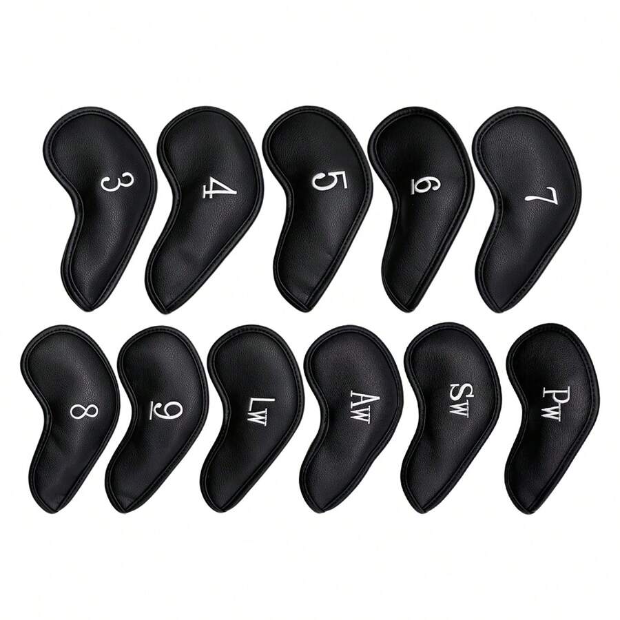 11pcs Golf Club Head Covers, Multi-Style Iron Club Leather Headcovers, High Quality Golf Club Head Protector Caps/Golf Club Covers/Iron Club Headcovers