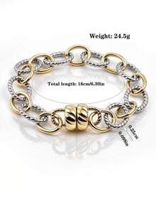 1pc Vintage Stainless Steel Twisted Rope Bracelet With Magnetic Clasp For Women, Suitable For Daily Wear, Birthday Party Anniversary Gift For Family, Friends And Loved Ones - Multicolor - View 10