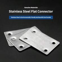 10pcs 60 X 38mm Mending Plates Stainless Steel Straight Support Shelf Flat Bracket Mending Plates Furniture Repair Plate Fixing - A - View 2