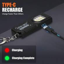 Portable USB Rechargeable Hands-Free Flashlight | Mini Keychain Light With Bottom Magnet, Clip-On Headlamp Design, 5 Lighting Modes, Multi-Function Emergency Lantern, Hanging Tent Light, Suitable For Travel, Camping, Fishing - Multicolor - View 8