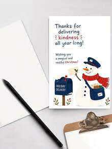 1 Set Christmas Thank You Card For Mail Carrier, Snowman Postman Greeting Card, Holiday Appreciation Card For Postal Worker, Xmas Thank You Gift Card, Winter Holiday Paper Card, Seasonal Greeting Stationery - A6 - View 2