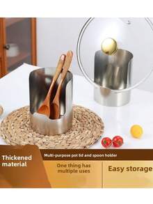 1pc Stainless Steel Pot Lid And Ladle Holder, Countertop Kitchen Storage Rack, Space-Saving Pot Lid, Spatula And Ladle Kitchen Utensil Rack, Home Kitchen Storage Organizer - Multicolor - View 4