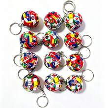 Exquisite Printed Football Keychain, World Cup Commemorative Football Keychain, Mini Football Pendant With National Flag Pattern, Essential Bag Accessory For Football Fans, Car Keychain For Football Fans, Creative Football Keychain For Students, Backpack Charm For Football Fans - Multicolor - View 5