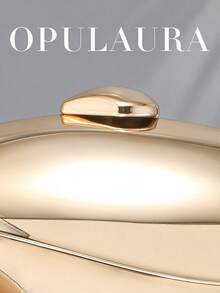 OpulAura 1件裝金色歐美風女款壓克力晚宴手拿包，不對稱方盒設計搭配拼色扣環，適合派對、宴會/婚禮、情人節 - 金色 - 查看 7