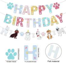 1set Felt Pet Dog Birthday Banner, Colorful Paw Print, Hanging Banner, Wall Decor, Room And Out Decor, Funny Party Supplies For Pet Birthday Party - Multicolor - View 8