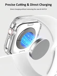 2件裝透明 保護殼，適用 40mm/41mm/42mm/44mm/45mm/46mm/49mm 機型，防摔防刮硬 PC+鋼化玻璃膜一體式保護殼，相容 Ultra/SE/12/11/10/9/8/7/6/5/4 系列，男款/女款休閒運動手錶殼 - 透明+透明 - 查看 7