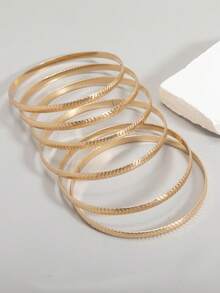 6 buah Gelang Mewah dan Elegan dengan Desain Premium yang Dapat Ditumpuk - MultiWarna - View 1