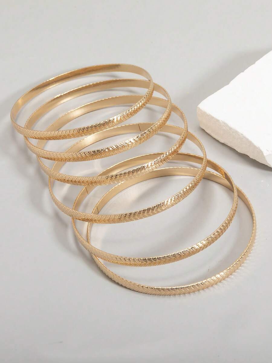 6 buah Gelang Mewah dan Elegan dengan Desain Premium yang Dapat Ditumpuk - MultiWarna - View 1